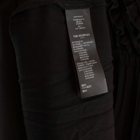 The Kooples Black Maxi Dress Ruffled Short Sleeve Dress - S - NWT - Picture 9 of 9